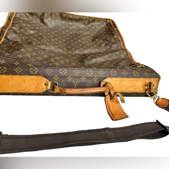 Vintage, Brown Leather Louis Vuitton Monogram Garment bag with canvas strap - Picture 9 of 16
